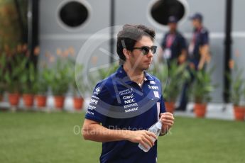 World © Octane Photographic Ltd. Formula 1 - Singapore Grand Prix - Paddock. Sergio Perez - Sahara Force India VJM10. Marina Bay Street Circuit, Singapore. Friday 15th September 2017. Digital Ref: 1957LB1D7953