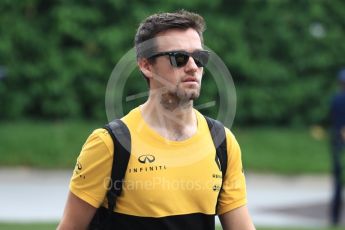 World © Octane Photographic Ltd. Formula 1 - Singapore Grand Prix - Paddock. Jolyon Palmer - Renault Sport F1 Team R.S.17. Marina Bay Street Circuit, Singapore. Friday 15th September 2017. Digital Ref: 1957LB1D7995