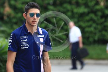 World © Octane Photographic Ltd. Formula 1 - Singapore Grand Prix - Paddock. Esteban Ocon - Sahara Force India VJM10. Marina Bay Street Circuit, Singapore. Friday 15th September 2017. Digital Ref: 1957LB1D8041