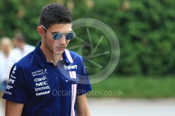 World © Octane Photographic Ltd. Formula 1 - Singapore Grand Prix - Paddock. Esteban Ocon - Sahara Force India VJM10. Marina Bay Street Circuit, Singapore. Friday 15th September 2017. Digital Ref: 1957LB1D8047