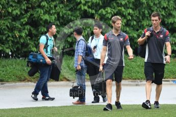 World © Octane Photographic Ltd. Formula 1 - Singapore Grand Prix - Paddock. Romain Grosjean - Haas F1 Team VF-17. Marina Bay Street Circuit, Singapore. Friday 15th September 2017. Digital Ref: 1957LB1D8053