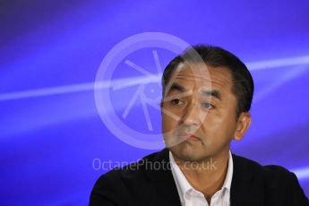 World © Octane Photographic Ltd. Formula 1 - Singapore Grand Prix – Friday Team Press Conference – Part 1. Katsuhide Moriyama– Chief Officer Brand and Communications Operations Honda Motor Co., Ltd. Marina Bay Street Circuit, Singapore. Saturday 2nd September 2017. Digital Ref:1960LB1D0457