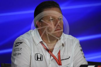 World © Octane Photographic Ltd. Formula 1 - Singapore Grand Prix – Friday Team Press Conference – Part 2. Zak Brown - Executive Director of McLaren Technology Group. Marina Bay Street Circuit, Singapore. Saturday 2nd September 2017. Digital Ref:1960LB1D0616