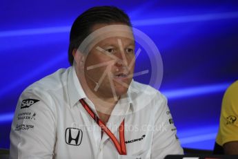 World © Octane Photographic Ltd. Formula 1 - Singapore Grand Prix – Friday Team Press Conference – Part 2. Zak Brown - Executive Director of McLaren Technology Group. Marina Bay Street Circuit, Singapore. Saturday 2nd September 2017. Digital Ref:1960LB1D0623