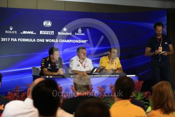 World © Octane Photographic Ltd. Formula 1 - Singapore Grand Prix – Friday Team Press Conference – Part 2. Christian Horner - Team Principal of Red Bull Racing, Zak Brown - Executive Director of McLaren Technology Group and Cyril Abiteboul - Managing Director of Renault Sport Racing Formula 1 Team. Marina Bay Street Circuit, Singapore. Saturday 2nd September 2017. Digital Ref:1960LB2D1482