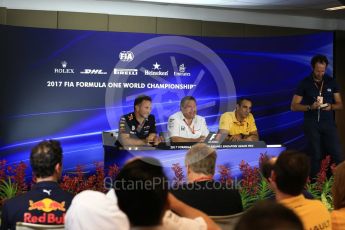 World © Octane Photographic Ltd. Formula 1 - Singapore Grand Prix – Friday Team Press Conference – Part 2. Christian Horner - Team Principal of Red Bull Racing, Zak Brown - Executive Director of McLaren Technology Group and Cyril Abiteboul - Managing Director of Renault Sport Racing Formula 1 Team. Marina Bay Street Circuit, Singapore. Saturday 2nd September 2017. Digital Ref:1960LB2D1499