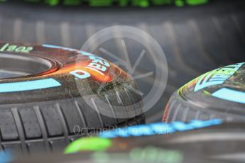 World © Octane Photographic Ltd. Formula 1 - Singapore Grand Prix - Pit Lane. Tyres at Williams Martini Racing FW40. Marina Bay Street Circuit, Singapore. Thursday 14th September 2017. Digital Ref: 1955LB1D7101