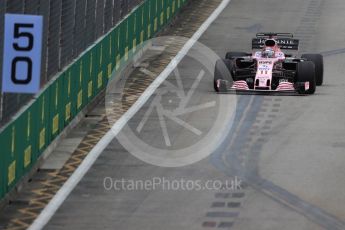 World © Octane Photographic Ltd. Formula 1 - Singapore Grand Prix - Practice 1. Sergio Perez - Sahara Force India VJM10. Marina Bay Street Circuit, Singapore. Friday 15th September 2017. Digital Ref: 1958LB1D8328