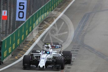 World © Octane Photographic Ltd. Formula 1 - Singapore Grand Prix - Practice 1. Lance Stroll - Williams Martini Racing FW40. Marina Bay Street Circuit, Singapore. Friday 15th September 2017. Digital Ref: 1958LB1D8682