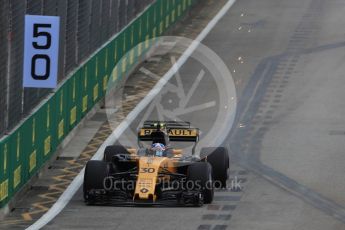 World © Octane Photographic Ltd. Formula 1 - Singapore Grand Prix - Practice 1. Jolyon Palmer - Renault Sport F1 Team R.S.17. Marina Bay Street Circuit, Singapore. Friday 15th September 2017. Digital Ref: 1958LB1D8881