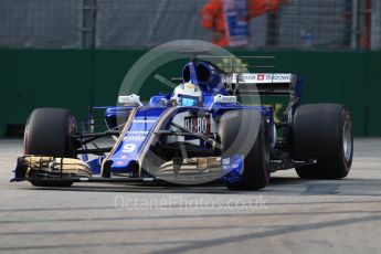 World © Octane Photographic Ltd. Formula 1 - Singapore Grand Prix - Practice 1. Marcus Ericsson – Sauber F1 Team C36. Marina Bay Street Circuit, Singapore. Friday 15th September 2017. Digital Ref: 1958LB1D9078