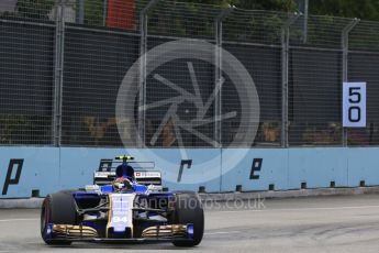 World © Octane Photographic Ltd. Formula 1 - Singapore Grand Prix - Practice 1. Pascal Wehrlein – Sauber F1 Team C36. Marina Bay Street Circuit, Singapore. Friday 15th September 2017. Digital Ref: 1958LB2D1252