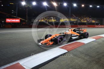 World © Octane Photographic Ltd. Formula 1 - Singapore Grand Prix - Practice 2. Fernando Alonso - McLaren Honda MCL32. Marina Bay Street Circuit, Singapore. Friday 15th September 2017. Digital Ref:1959LB1D0212