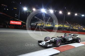 World © Octane Photographic Ltd. Formula 1 - Singapore Grand Prix - Practice 2. Romain Grosjean - Haas F1 Team VF-17. Marina Bay Street Circuit, Singapore. Friday 15th September 2017. Digital Ref:1959LB1D0294