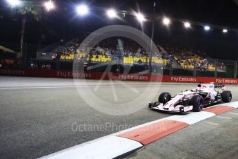 World © Octane Photographic Ltd. Formula 1 - Singapore Grand Prix - Practice 2. Sergio Perez - Sahara Force India VJM10. Marina Bay Street Circuit, Singapore. Friday 15th September 2017. Digital Ref:1959LB1D0306
