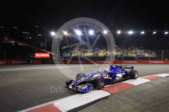 World © Octane Photographic Ltd. Formula 1 - Singapore Grand Prix - Practice 2. Marcus Ericsson – Sauber F1 Team C36. Marina Bay Street Circuit, Singapore. Friday 15th September 2017. Digital Ref:1959LB1D0340