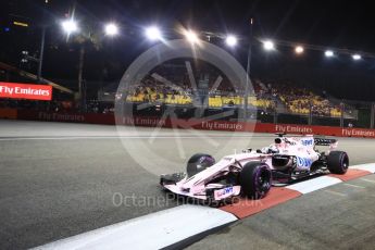 World © Octane Photographic Ltd. Formula 1 - Singapore Grand Prix - Practice 2. Sergio Perez - Sahara Force India VJM10. Marina Bay Street Circuit, Singapore. Friday 15th September 2017. Digital Ref:1959LB1D0399