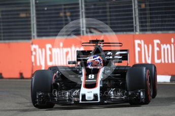 World © Octane Photographic Ltd. Formula 1 - Singapore Grand Prix - Practice 2. Romain Grosjean - Haas F1 Team VF-17. Marina Bay Street Circuit, Singapore. Friday 15th September 2017. Digital Ref:1959LB1D9571