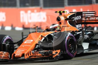 World © Octane Photographic Ltd. Formula 1 - Singapore Grand Prix - Practice 2. Stoffel Vandoorne - McLaren Honda MCL32. Marina Bay Street Circuit, Singapore. Friday 15th September 2017. Digital Ref: 1959LB1D9604