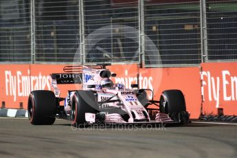 World © Octane Photographic Ltd. Formula 1 - Singapore Grand Prix - Practice 2. Sergio Perez - Sahara Force India VJM10. Marina Bay Street Circuit, Singapore. Friday 15th September 2017. Digital Ref: 1959LB1D9646