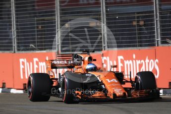 World © Octane Photographic Ltd. Formula 1 - Singapore Grand Prix - Practice 2. Fernando Alonso - McLaren Honda MCL32. Marina Bay Street Circuit, Singapore. Friday 15th September 2017. Digital Ref: 1959LB1D9658