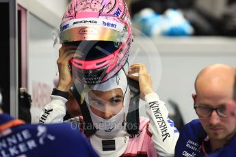 World © Octane Photographic Ltd. Formula 1 - Singapore Grand Prix - Practice 3. Sergio Perez - Sahara Force India VJM10. Marina Bay Street Circuit, Singapore. Saturday 16th September 2017. Digital Ref:1962LB1D1499