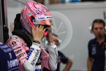 World © Octane Photographic Ltd. Formula 1 - Singapore Grand Prix - Practice 3. Sergio Perez - Sahara Force India VJM10. Marina Bay Street Circuit, Singapore. Saturday 16th September 2017. Digital Ref:1962LB1D1510