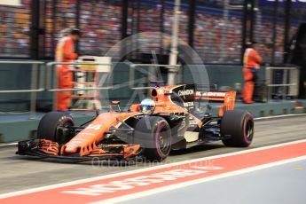 World © Octane Photographic Ltd. Formula 1 - Singapore Grand Prix - Practice 3. Fernando Alonso - McLaren Honda MCL32. Marina Bay Street Circuit, Singapore. Saturday 16th September 2017. Digital Ref:1962LB1D1791