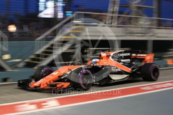 World © Octane Photographic Ltd. Formula 1 - Singapore Grand Prix - Practice 3. Fernando Alonso - McLaren Honda MCL32. Marina Bay Street Circuit, Singapore. Saturday 16th September 2017. Digital Ref:1962LB1D1810
