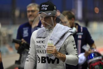 World © Octane Photographic Ltd. Formula 1 - Singapore Grand Prix - Practice 3. Sergio Perez - Sahara Force India VJM10. Marina Bay Street Circuit, Singapore. Saturday 16th September 2017. Digital Ref:1962LB1D1877