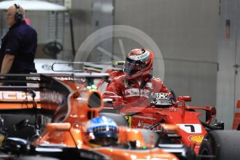 World © Octane Photographic Ltd. Formula 1 - Singapore Grand Prix - Qualifying. Kimi Raikkonen - Scuderia Ferrari SF70H. and Fernando Alonso - McLaren Honda MCL32. Marina Bay Street Circuit, Singapore. Saturday 16th September 2017. Digital Ref:1963LB1D2595