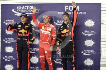 World © Octane Photographic Ltd. Formula 1 - Singapore Grand Prix - Qualifying. Sebastian Vettel - Scuderia Ferrari SF70H, Daniel Ricciardo and Max Verstappen - Red Bull Racing RB13. Marina Bay Street Circuit, Singapore. Saturday 16th September 2017. Digital Ref:1963LB1D2706