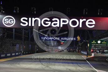 World © Octane Photographic Ltd. Formula 1 - Singapore Grand Prix - Race. The team prepare the grid for the start. Marina Bay Street Circuit, Singapore. Sunday 17th September 2017. Digital Ref: