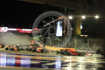 World © Octane Photographic Ltd. Formula 1 - Singapore Grand Prix - Race. The damaged Scuderia Ferrari SF70H makes contact with the Red Bull Racing RB13 of Max Verstappen who in turn hits the McLaren MCL32 of Fernando Alonso. Marina Bay Street Circuit, Singapore. Sunday 17th September 2017. Digital Ref: