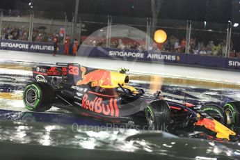 World © Octane Photographic Ltd. Formula 1 - Singapore Grand Prix - Race. The wrecked Red Bull Racing RB13 of Max Verstappen. Marina Bay Street Circuit, Singapore. Sunday 17th September 2017. Digital Ref: