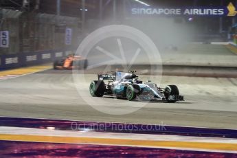 World © Octane Photographic Ltd. Formula 1 - Singapore Grand Prix - Race. Valtteri Bottas - Mercedes AMG Petronas F1 W08 EQ Energy+. and Marina Bay Street Circuit, Singapore. Sunday 17th September 2017. Digital Ref: