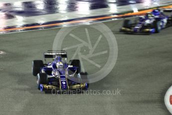World © Octane Photographic Ltd. Formula 1 - Singapore Grand Prix - Race. Marcus Ericsson and Pascal Wehrlein – Sauber F1 Team C36. Marina Bay Street Circuit, Singapore. Sunday 17th September 2017. Digital Ref: