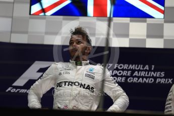 World © Octane Photographic Ltd. Formula 1 - Singapore Grand Prix - Podium. Lewis Hamilton - Mercedes AMG Petronas F1 W08 EQ Energy+. Marina Bay Street Circuit, Singapore. Sunday 17th September 2017. Digital Ref: