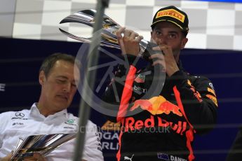 World © Octane Photographic Ltd. Formula 1 - Singapore Grand Prix - Podium. Daniel Ricciardo - Red Bull Racing RB13. Marina Bay Street Circuit, Singapore. Sunday 17th September 2017. Digital Ref: