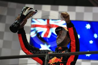 World © Octane Photographic Ltd. Formula 1 - Singapore Grand Prix - Podium. Daniel Ricciardo - Red Bull Racing RB13. Marina Bay Street Circuit, Singapore. Sunday 17th September 2017. Digital Ref: