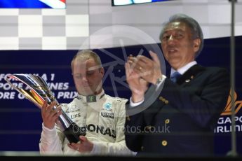 World © Octane Photographic Ltd. Formula 1 - Singapore Grand Prix - Podium. Valtteri Bottas - Mercedes AMG Petronas F1 W08 EQ Energy+. Marina Bay Street Circuit, Singapore. Sunday 17th September 2017. Digital Ref: