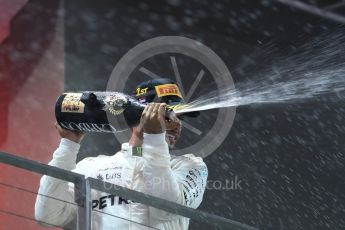 World © Octane Photographic Ltd. Formula 1 - Singapore Grand Prix - Podium. Lewis Hamilton - Mercedes AMG Petronas F1 W08 EQ Energy+. Marina Bay Street Circuit, Singapore. Sunday 17th September 2017. Digital Ref: