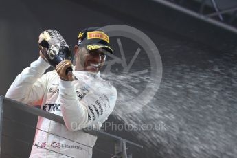 World © Octane Photographic Ltd. Formula 1 - Singapore Grand Prix - Podium. Lewis Hamilton - Mercedes AMG Petronas F1 W08 EQ Energy+. Marina Bay Street Circuit, Singapore. Sunday 17th September 2017. Digital Ref: