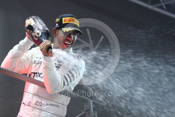 World © Octane Photographic Ltd. Formula 1 - Singapore Grand Prix - Podium. Lewis Hamilton - Mercedes AMG Petronas F1 W08 EQ Energy+. Marina Bay Street Circuit, Singapore. Sunday 17th September 2017. Digital Ref: