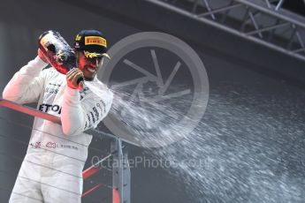 World © Octane Photographic Ltd. Formula 1 - Singapore Grand Prix - Podium. Lewis Hamilton - Mercedes AMG Petronas F1 W08 EQ Energy+. Marina Bay Street Circuit, Singapore. Sunday 17th September 2017. Digital Ref: