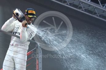 World © Octane Photographic Ltd. Formula 1 - Singapore Grand Prix - Podium. Lewis Hamilton - Mercedes AMG Petronas F1 W08 EQ Energy+. Marina Bay Street Circuit, Singapore. Sunday 17th September 2017. Digital Ref: