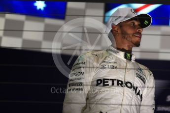 World © Octane Photographic Ltd. Formula 1 - Singapore Grand Prix - Podium. Lewis Hamilton - Mercedes AMG Petronas F1 W08 EQ Energy+. Marina Bay Street Circuit, Singapore. Sunday 17th September 2017. Digital Ref: