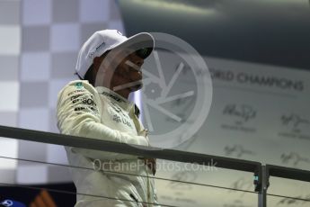 World © Octane Photographic Ltd. Formula 1 - Singapore Grand Prix - Podium. Lewis Hamilton - Mercedes AMG Petronas F1 W08 EQ Energy+. Marina Bay Street Circuit, Singapore. Sunday 17th September 2017. Digital Ref: