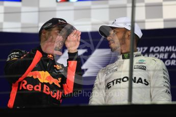 World © Octane Photographic Ltd. Formula 1 - Singapore Grand Prix - Podium. Daniel Ricciardo - Red Bull Racing RB13. Marina Bay Street Circuit, Singapore. Sunday 17th September 2017. Digital Ref: