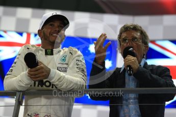 World © Octane Photographic Ltd. Formula 1 - Singapore Grand Prix - Podium. Lewis Hamilton - Mercedes AMG Petronas F1 W08 EQ Energy+. Marina Bay Street Circuit, Singapore. Sunday 17th September 2017. Digital Ref: